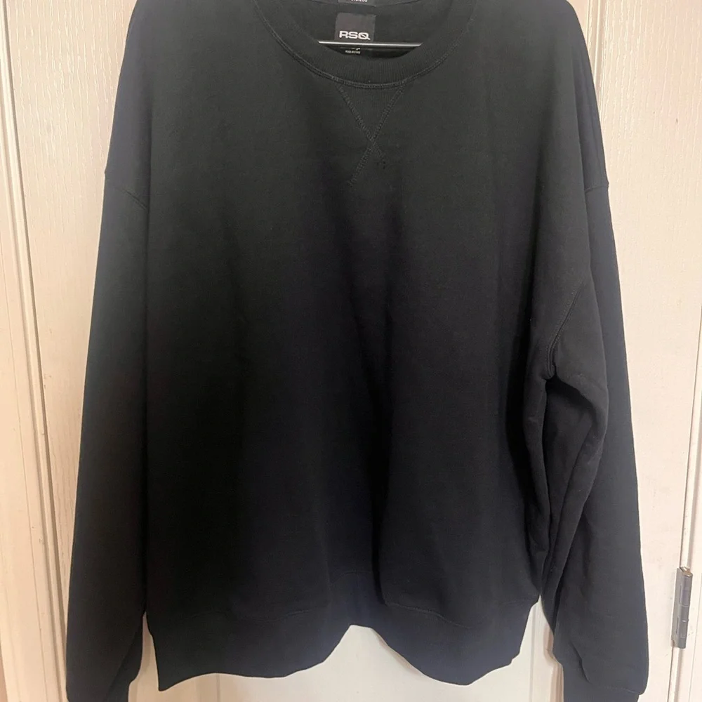 RSQ Black Crewneck Sweater with Textured Knit